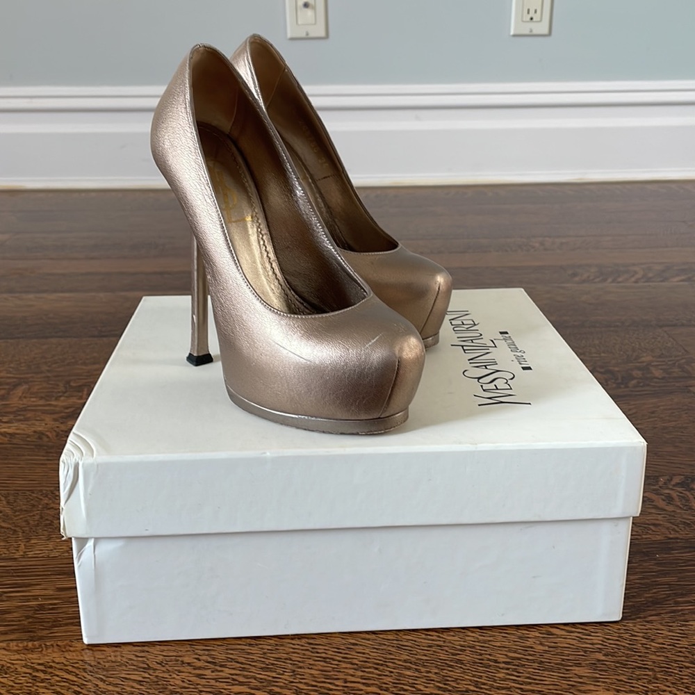Yves Saint Laurent Tribtoo 105 Pump Gold Size 34 - Picture 4 of 5